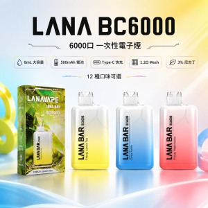 LANA 納拉 BC 一次性電子煙 6000口 8mL 1.2Ω網狀芯 型別-C可充電【12種口味】