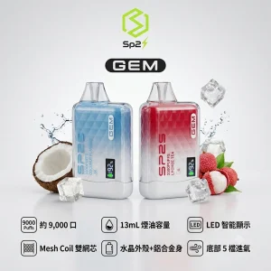 SP2S 思博瑞 GEM 一次性電子煙｜9000口 13mL 智慧螢幕 型別-C充電｜10種口味