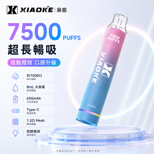 XiaoKe 梟客 一次性電子煙 7500口 8mL 1.2Ω網狀芯 發光設計 Type-C充電【25種口味】